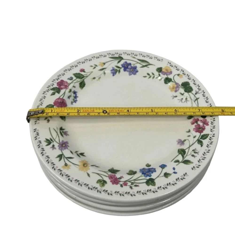 Farberware English Garden 225 Stoneware Bread Butter Plates Set of 4 Floral 7.5